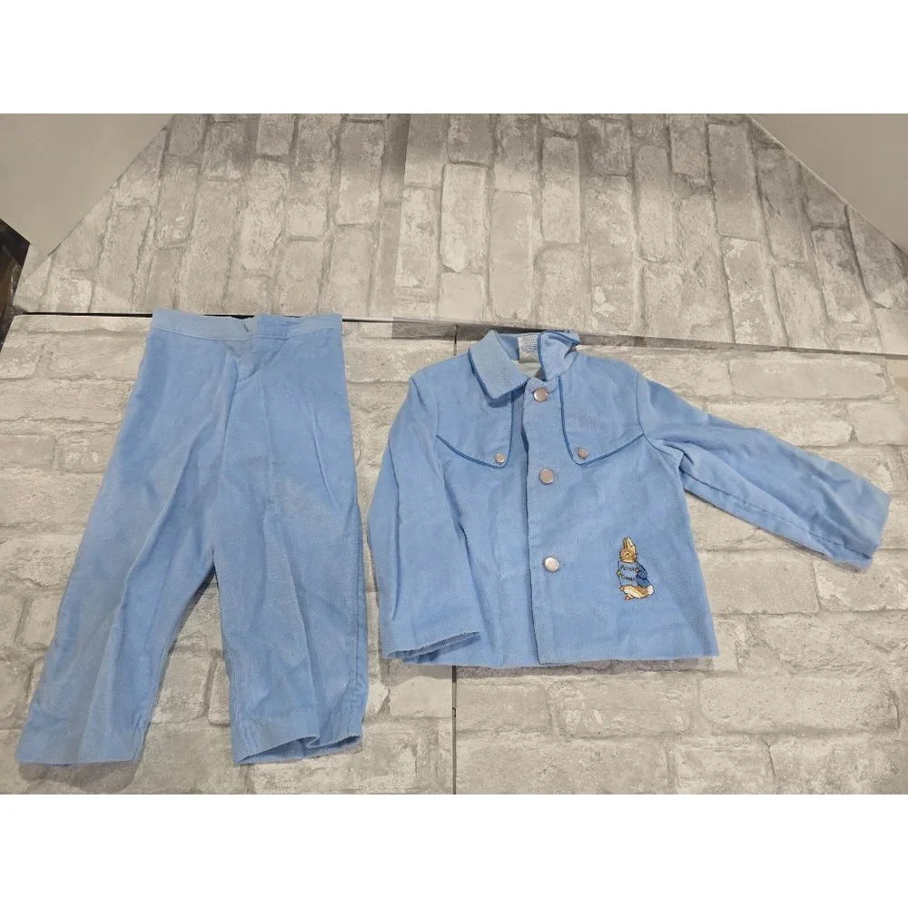 Vintage 1977 Beatrix Potter Unisex Size 24 Months Corduroy Button Down Shirt and